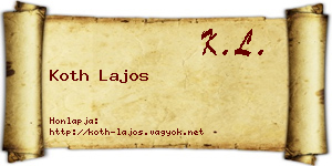 Koth Lajos névjegykártya